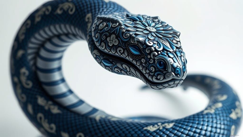 Dark Fantasy Snake Sculpture in Slavic Style