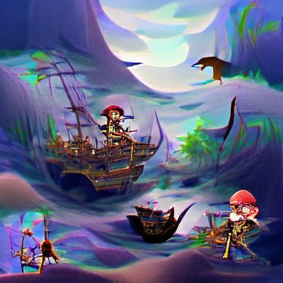 Pirates Sailing the Open Seas on a Treasure Hunt