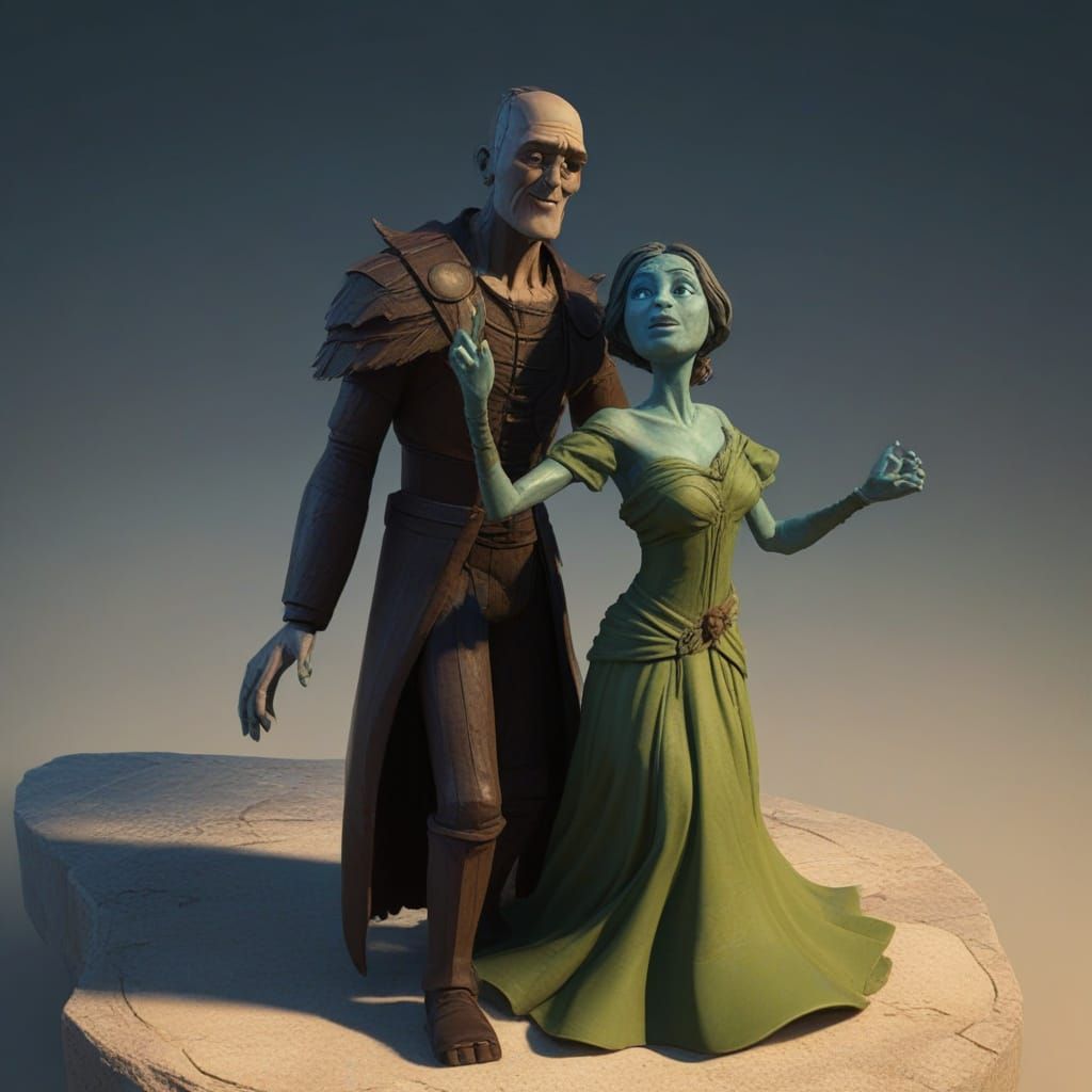 Disney-Inspired 3D Digital Art of a Wooden Man Singing and a...