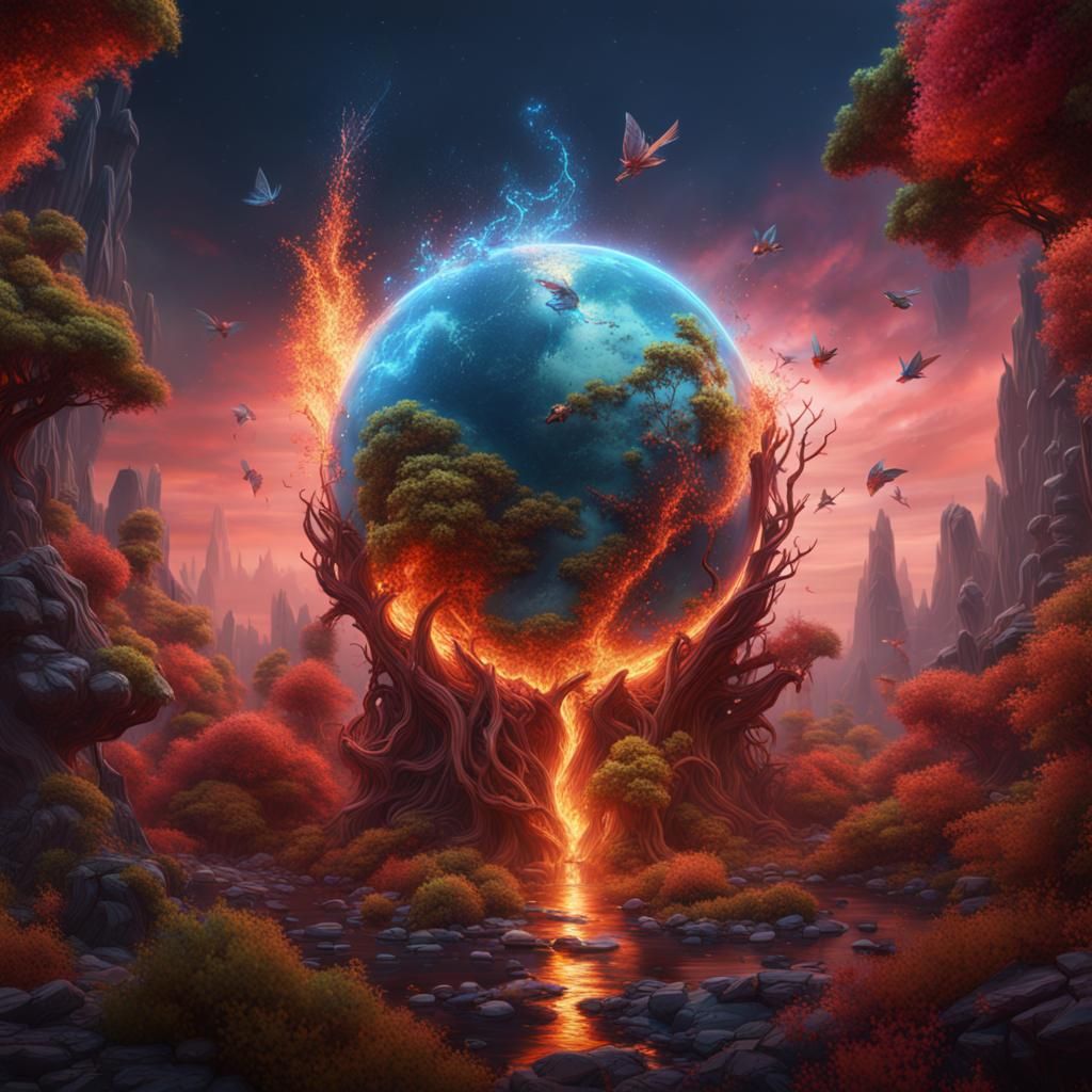 Vibrant Earth Mother in Detailed Matte Painting