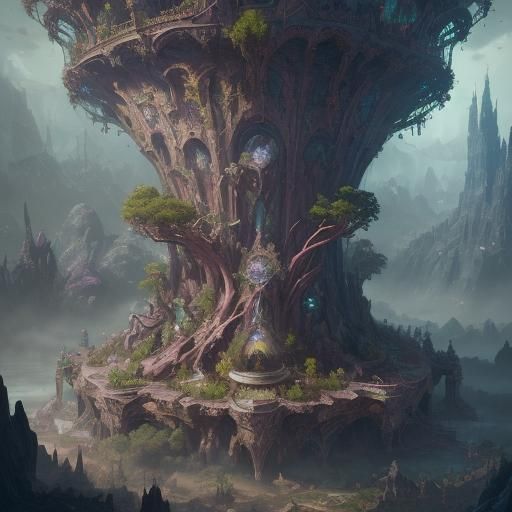 Fantastical Terrarium: Detailed Matte Painting