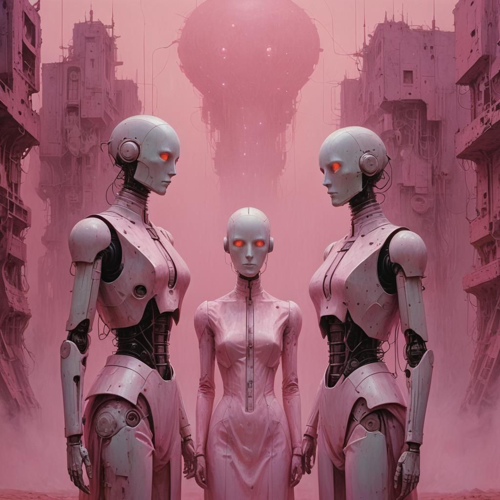 Sapphic Robot Wedding in Pink Glow