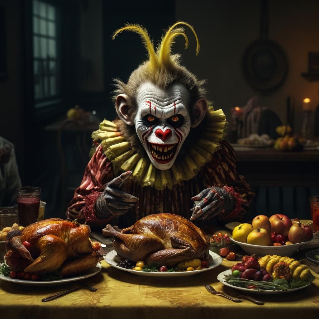 Hyper-Realistic Zombie Monkey Monster Woman at a Haunting Th...