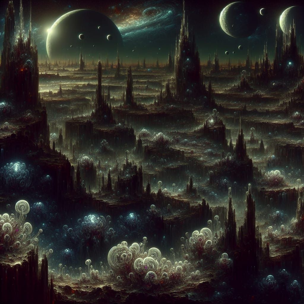 Sublime Alien Landscape in Symbolist Style