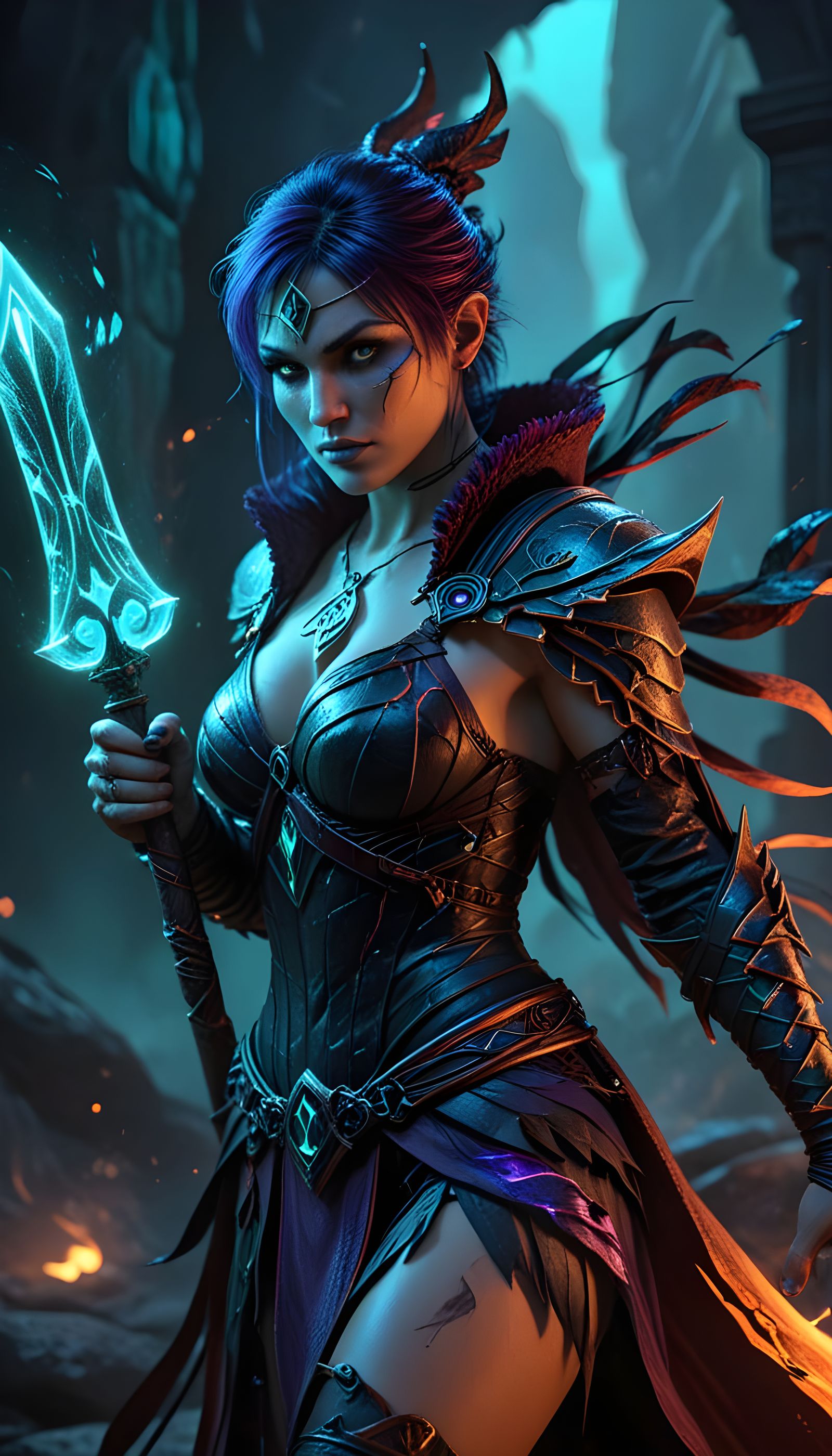 Morrigan in Dragon Age Battle Scene, Concept Art