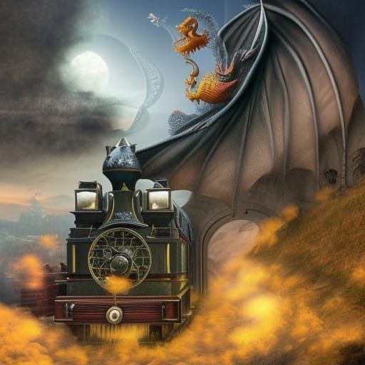 Epic Dragon and Train Ride on Dog