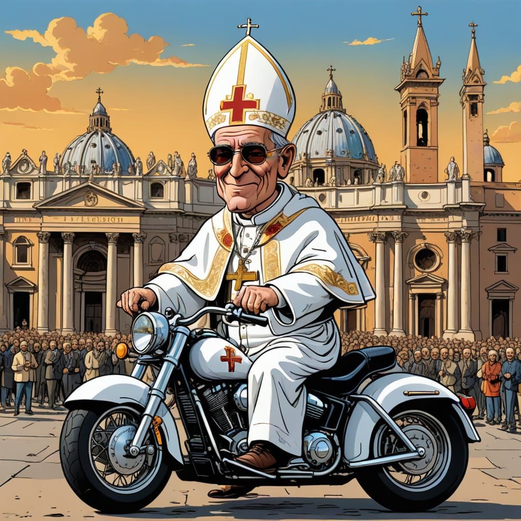 Easy Rider as the New Pope in Rome