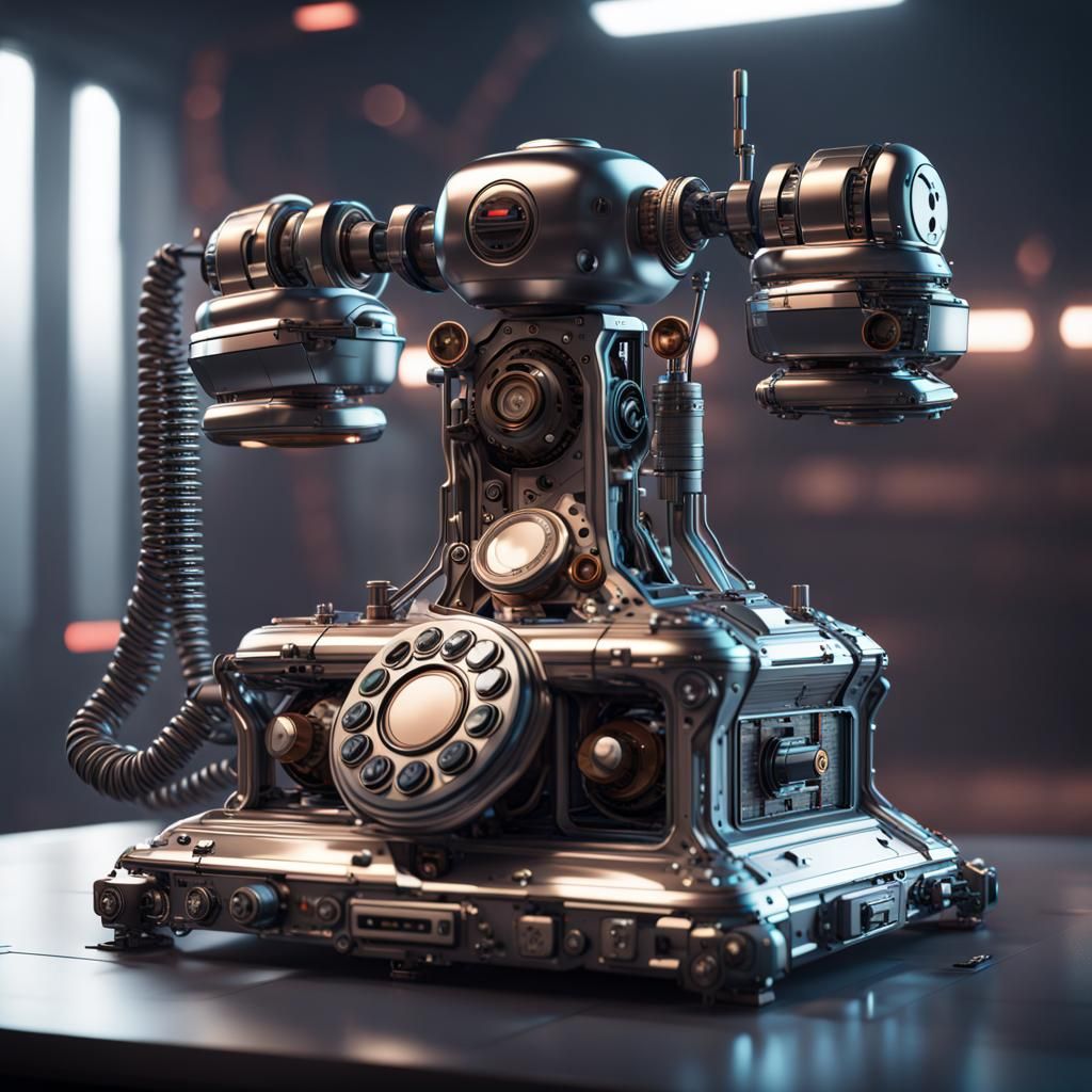 Futuristic Telephone with Intricate Sci-Fi Details