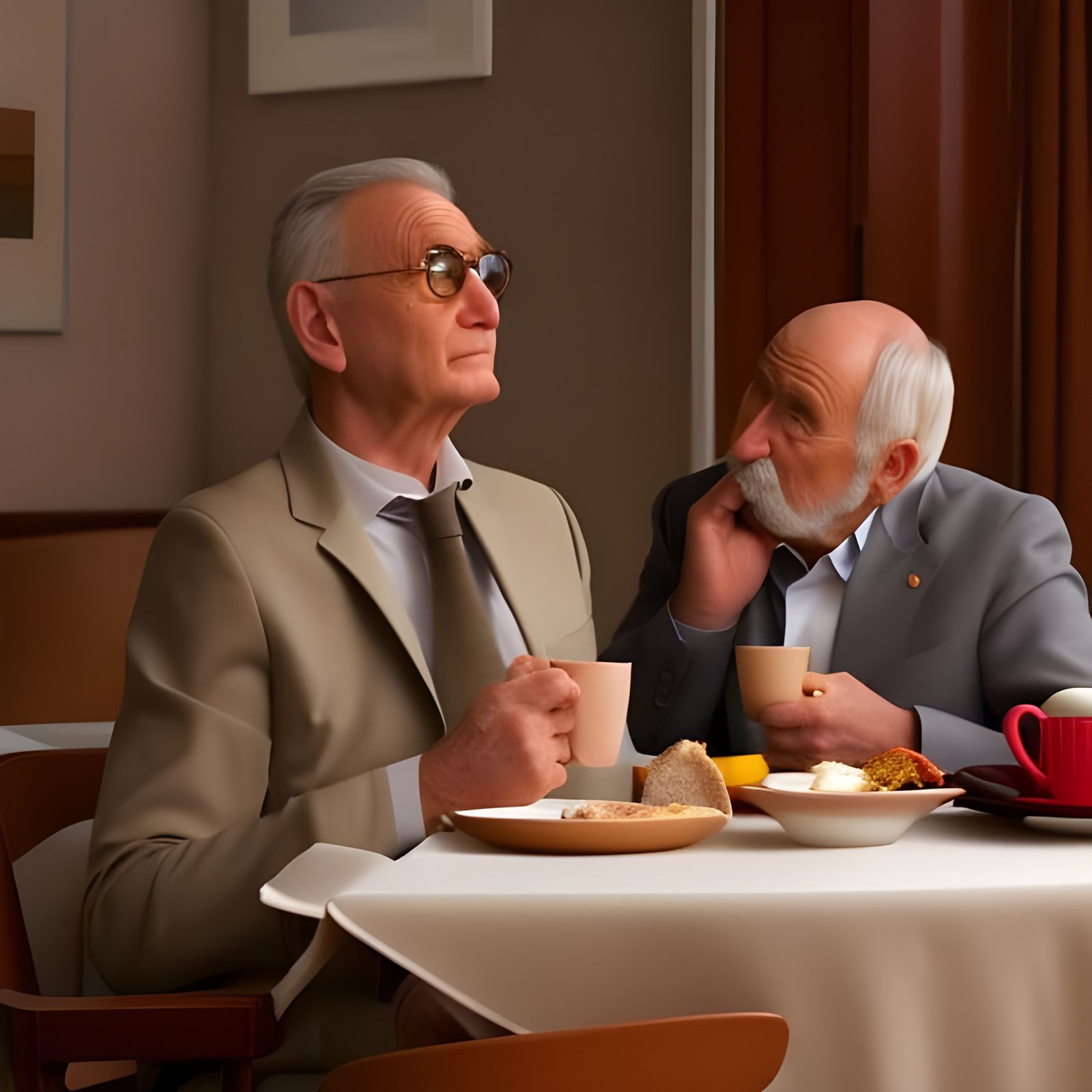 Cafe Scene in London 2000, Photorealistic Portrait