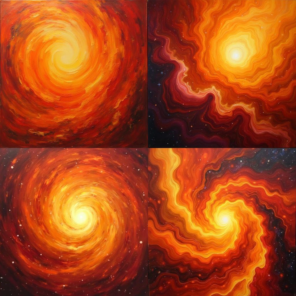 Vibrant Cosmic Swirls in Orange, Red, and Yellow
