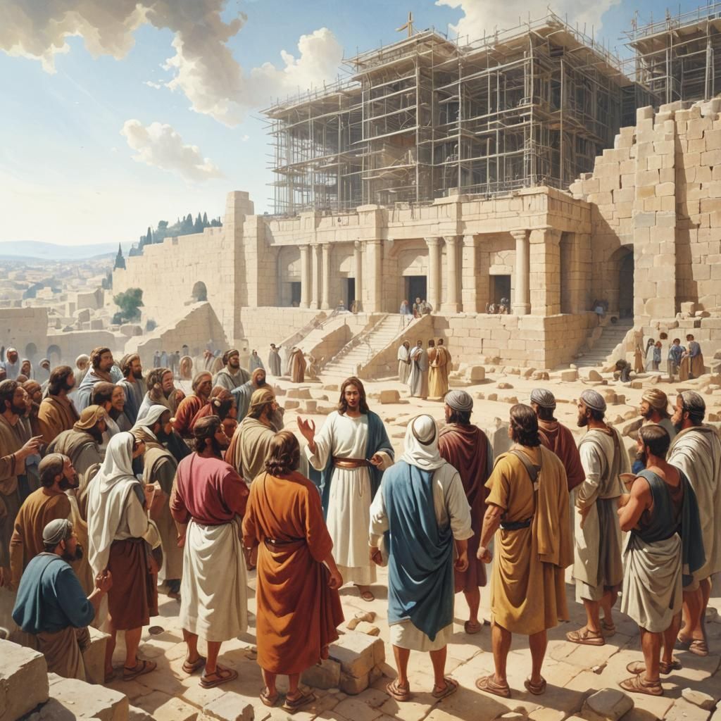 Jesus at Jerusalem Temple Construction Site