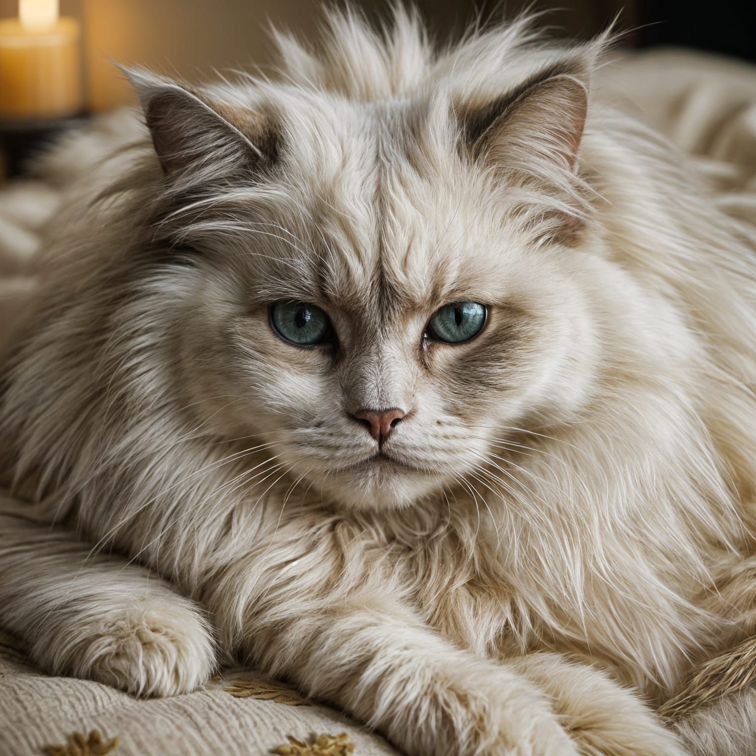 Cozy Ragdoll Cat Sleeping Peacefully: Cinematic Still
