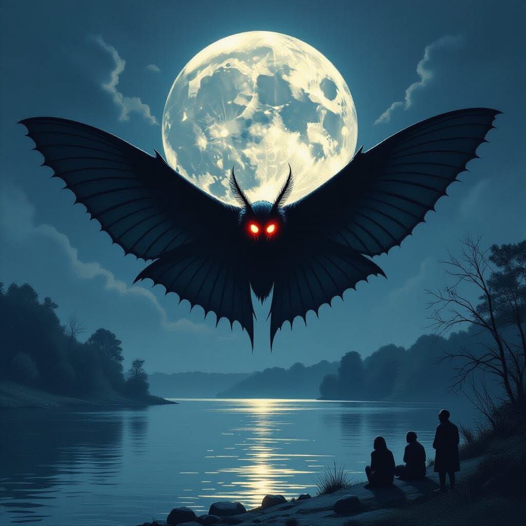Mothman Soars Over Ohio River in Gothic Horror Style