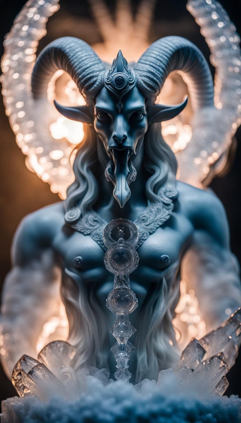 Crystal Ice Baphomet Sculpture in 8K