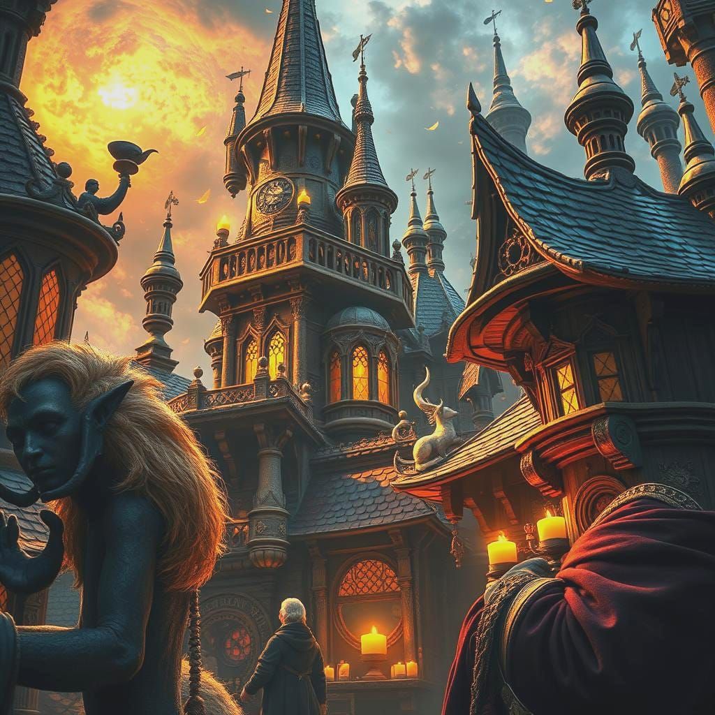 Whimsical Characters in Detailed Digital Painting