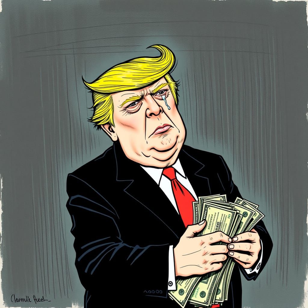 Powerful Expressionist Portrait of Trump in Tears