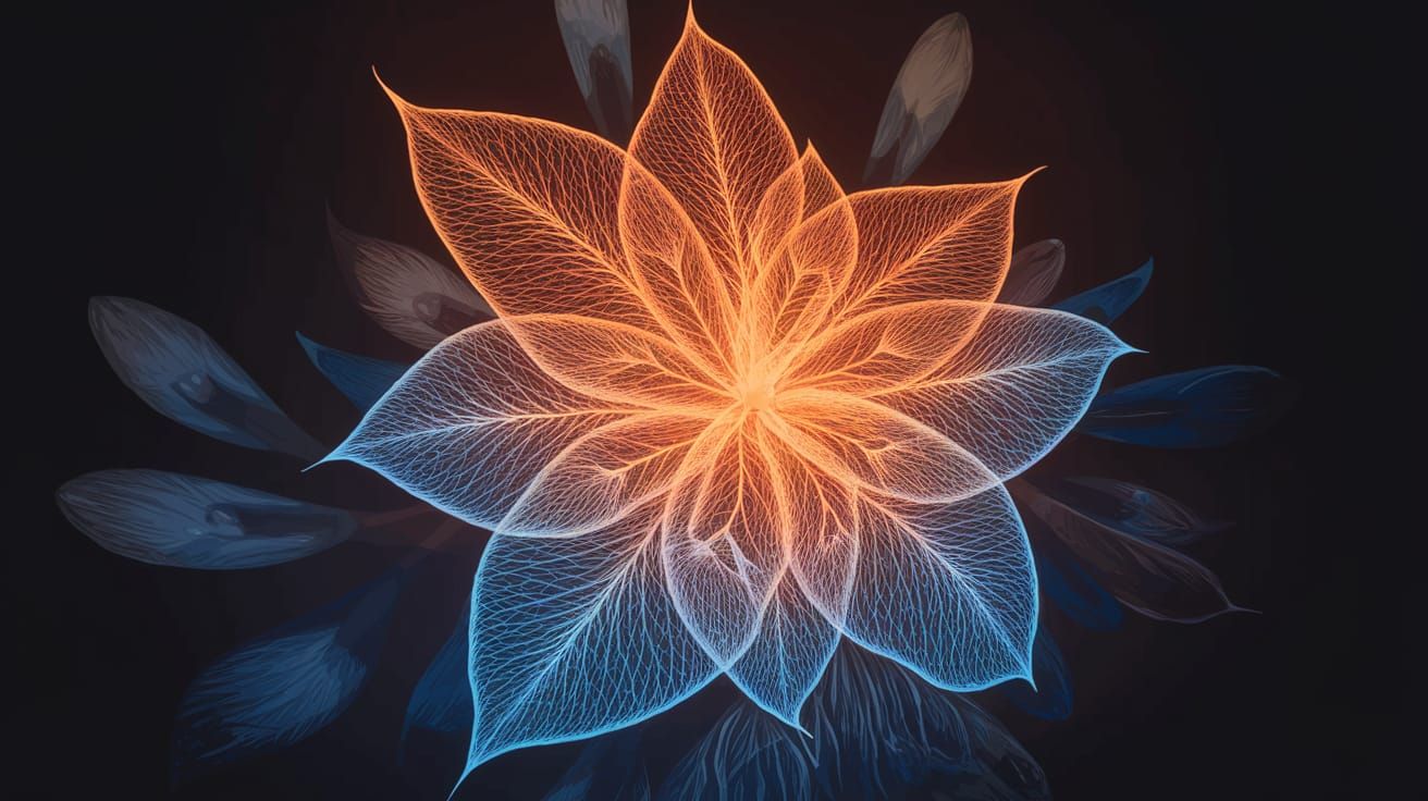 Glowing Floral Bloom in Vibrant Digital Art