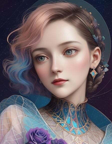 Ethereal Woman in Mosaic Glass Gown