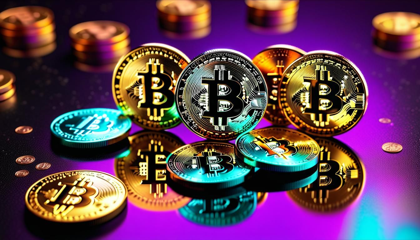 Surrealist Dreamscapes: Glittering Bitcoins in City Valley