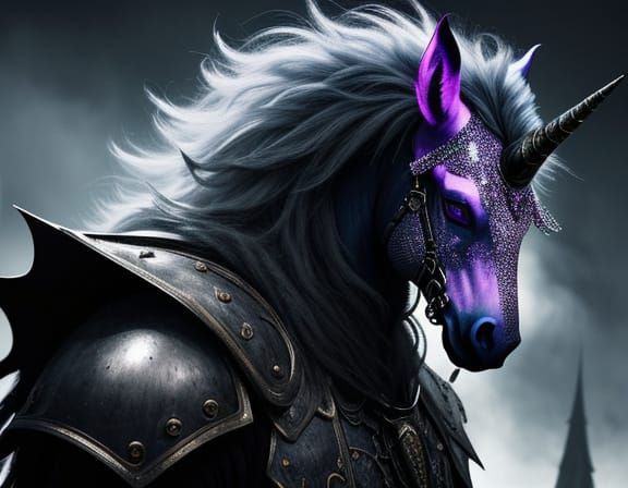 Macabre Knight Among Grotesque Unicorn Horns