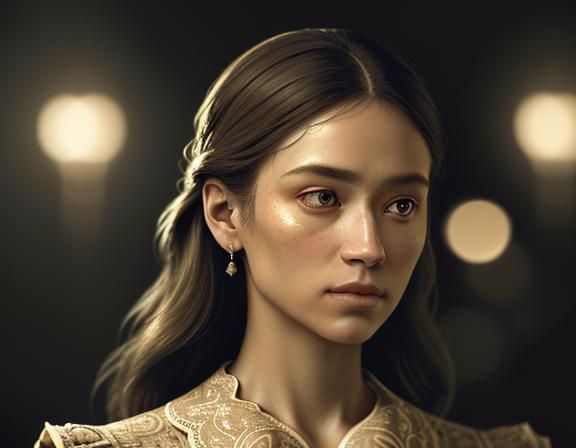 Realistic Portrait of Woman with Rembrandt Lighting