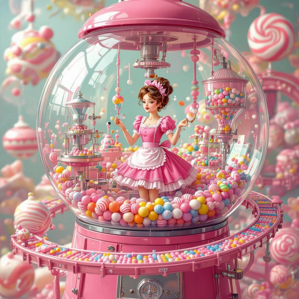 Miniature Candy Factory Inside Gumball Machine
