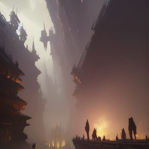 Dark Fantasy Masterpiece in Purple and Yellow