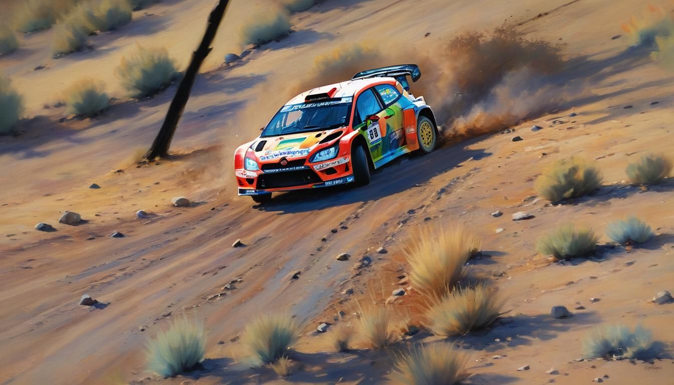 WRC Car Zooming By: Oil Painting by Gurney