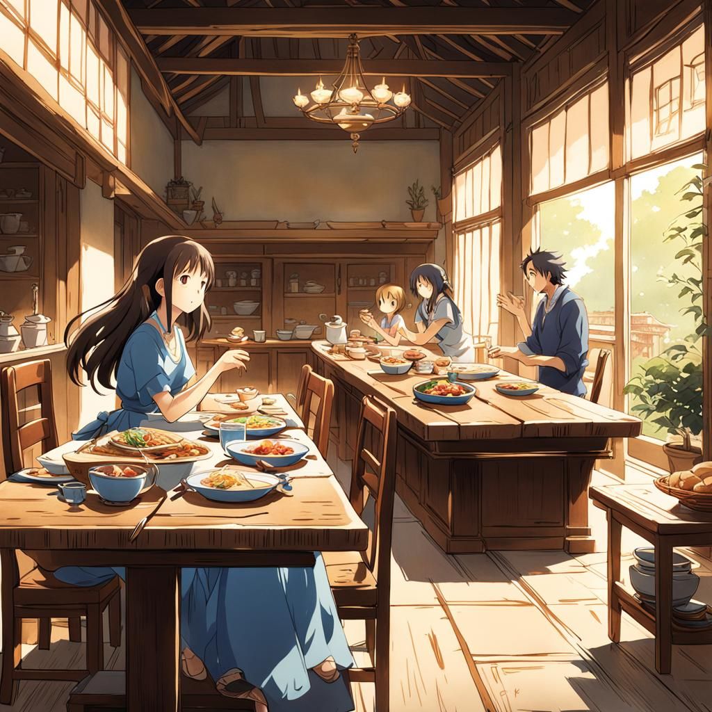 Family Meal in Anime Style Key Visual