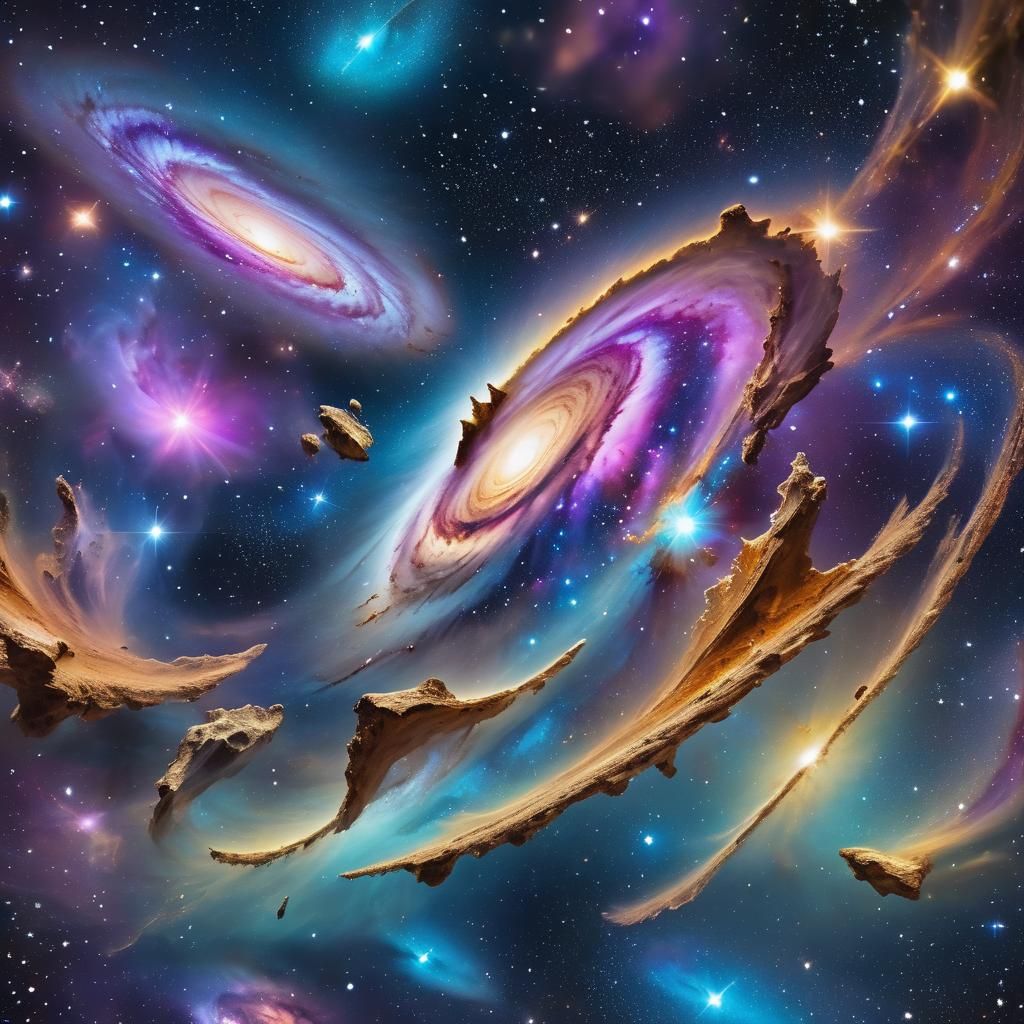 Andromeda Galaxy Close-Up in Synthwave Retrofuturism