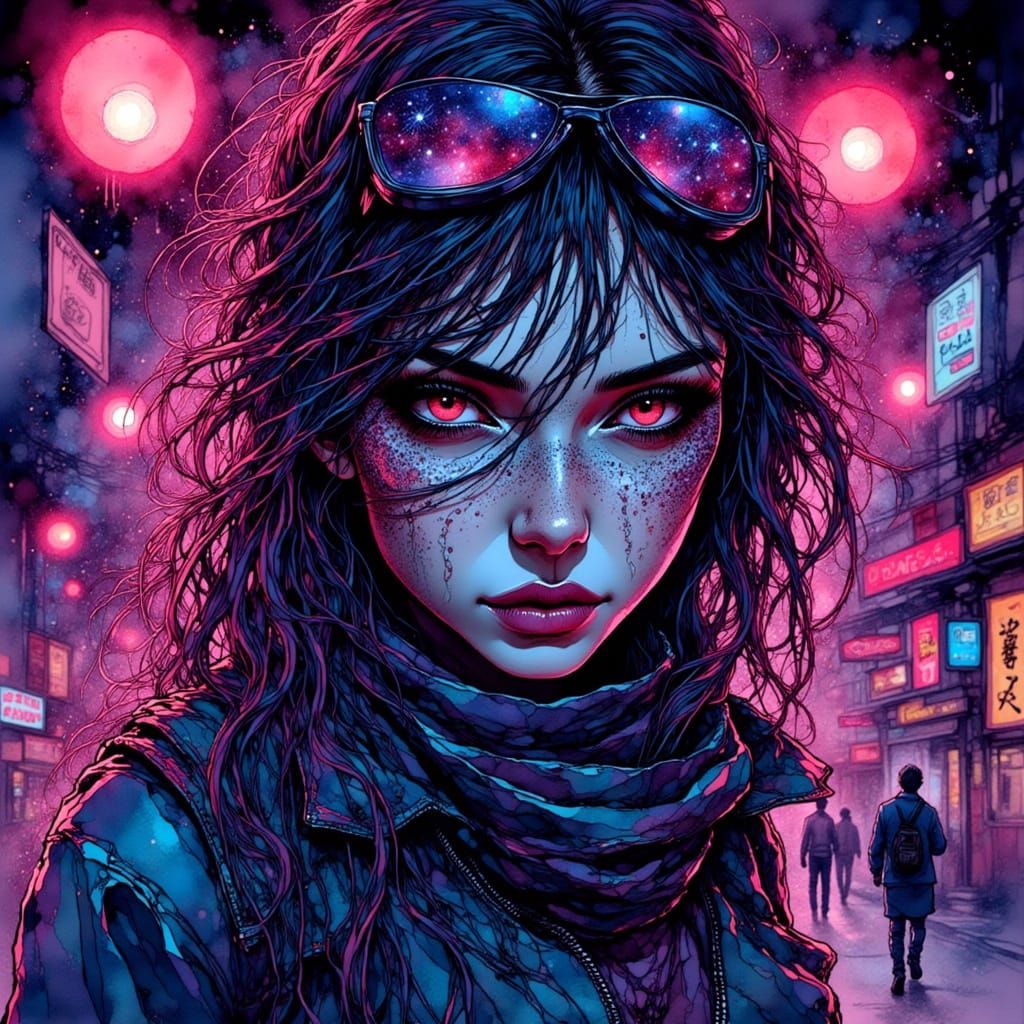 Warrior Woman in Dark Urban Fantasy Style