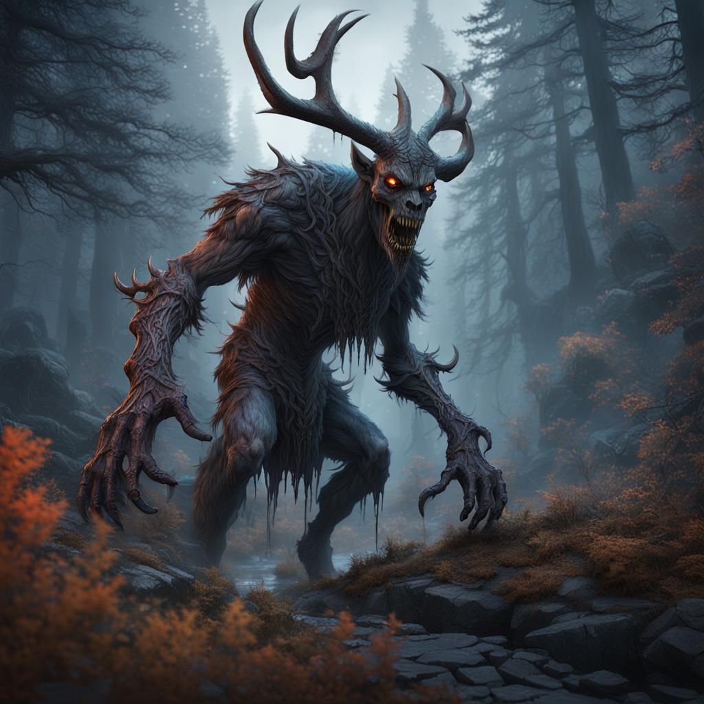 Wendigo Gravedigger: Detailed Matte Painting