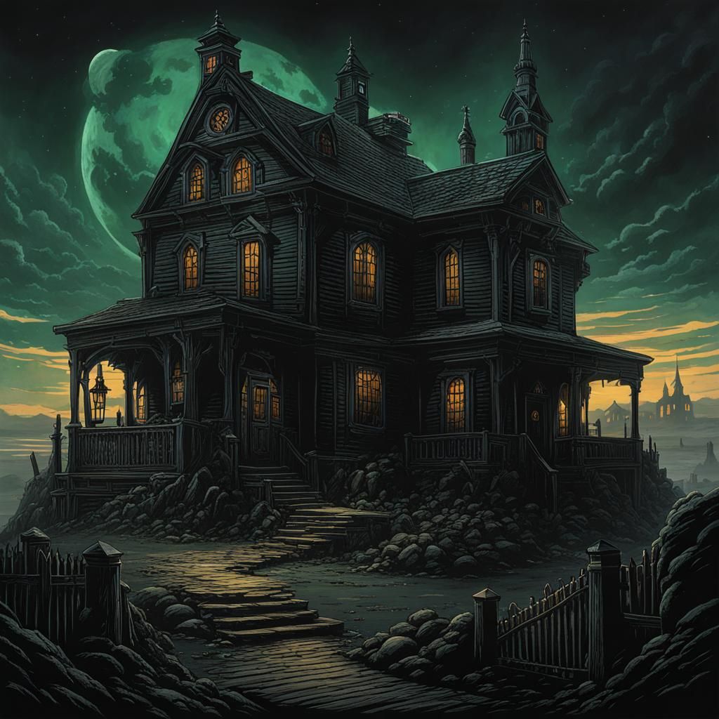 Lovecraftian Hamlet Visualized by AI