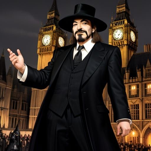 Guy Fawkes Portrait in Hitchcock Style