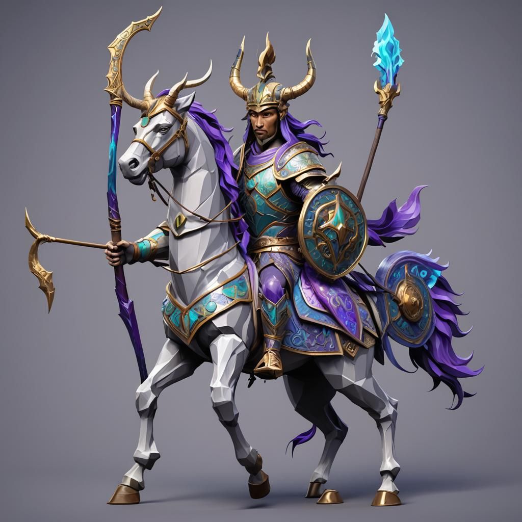 Fantasy Centaur Warrior in Low-Poly 3D