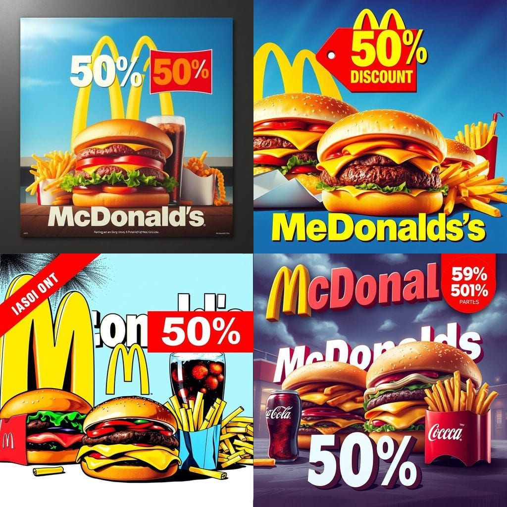 McDonald's 50% Discount Burger and Coke Poster