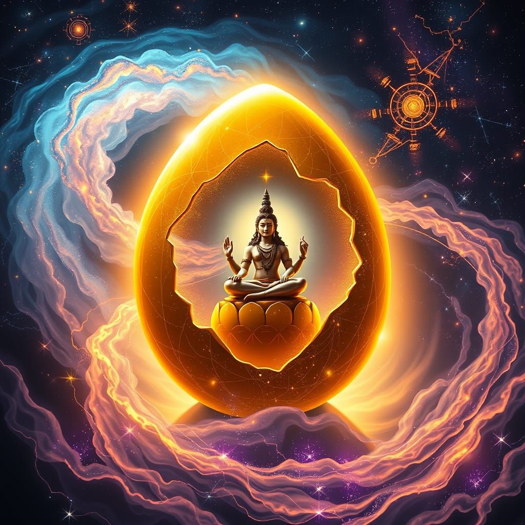 Golden Cosmic Egg Radiates Divine Energy in Swirling Galaxy ...