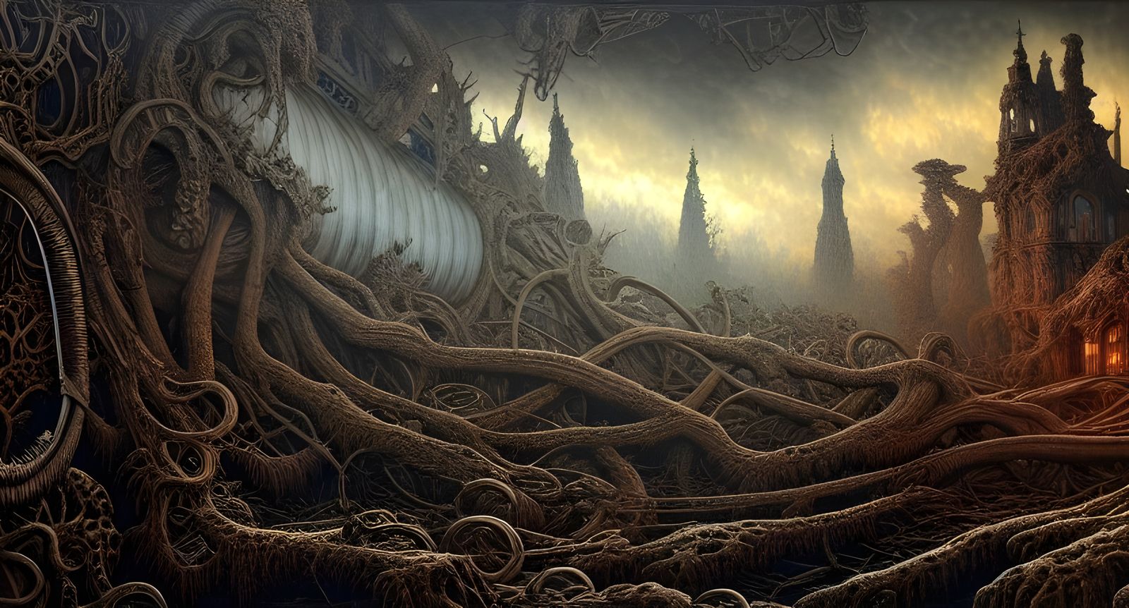 Detailed Gothic Art Wallpaper in Death Metal Style