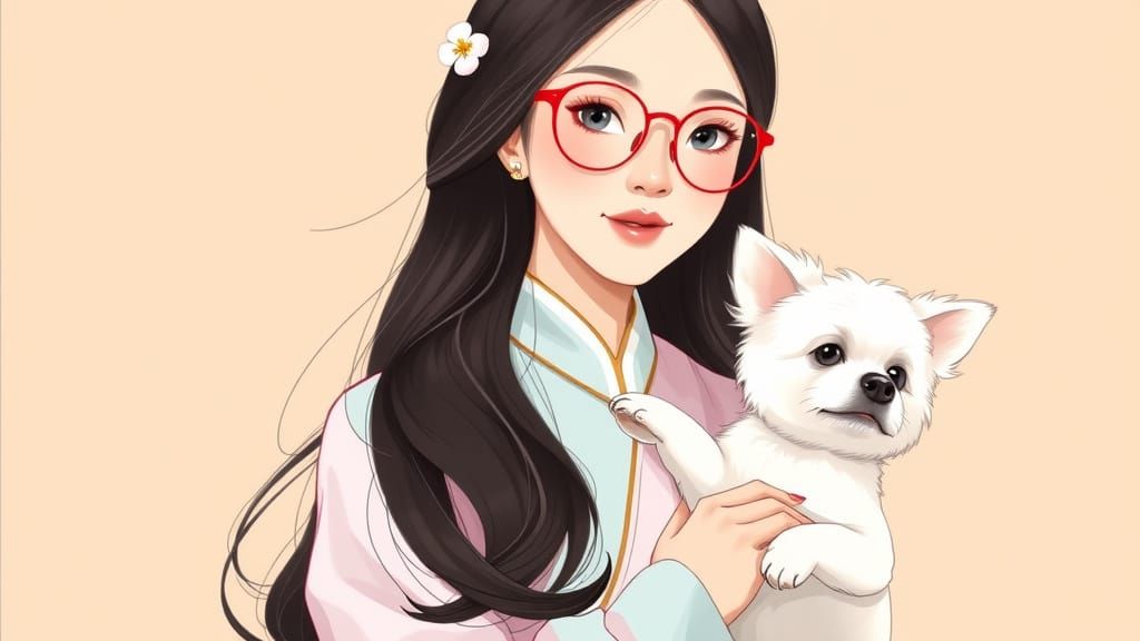 Elegant Young Asian Woman in Soft Pastel Silk Attire