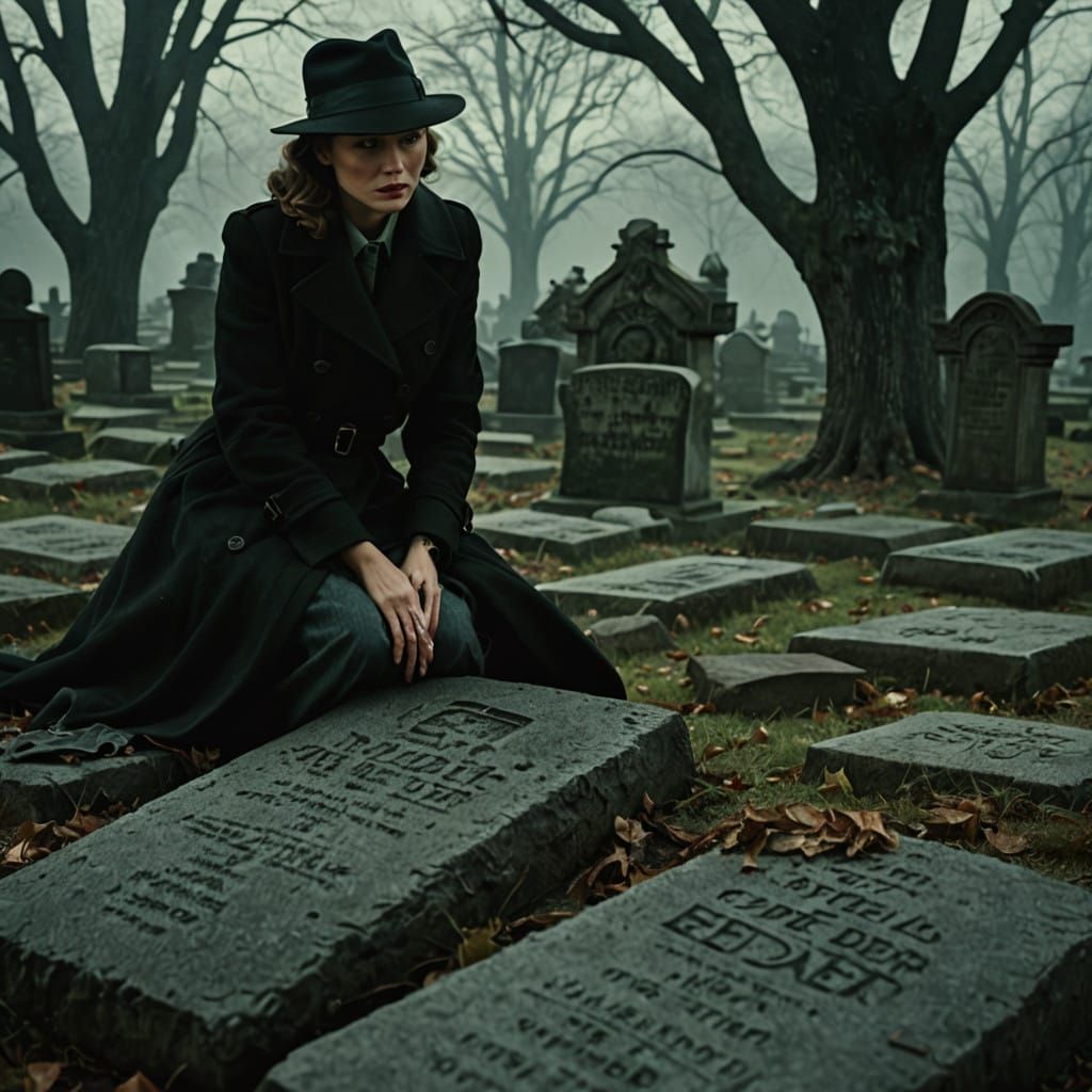 Mysterious Woman in Forgotten Cemetery, Shot in Cinematic St...