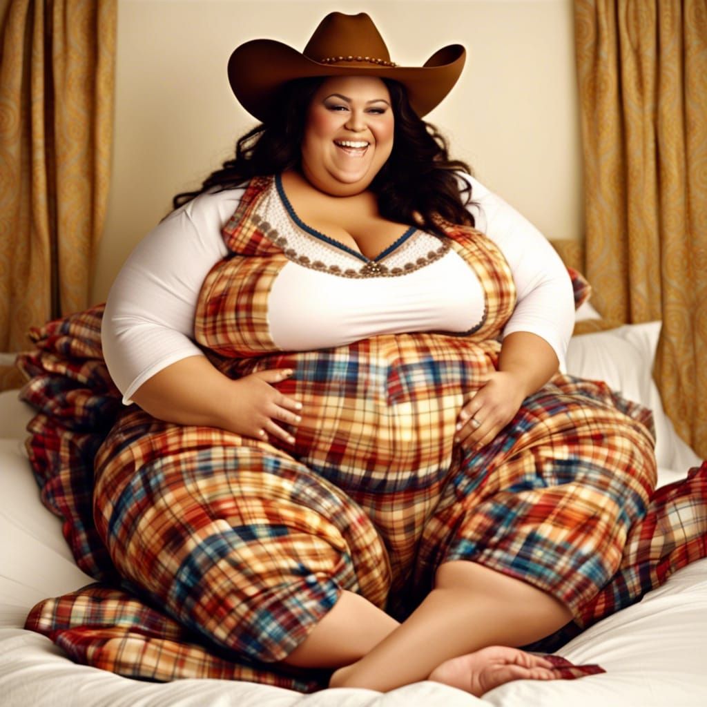 Extremely Obese Cowgirl in Elaborate Bedroom, Digital Art
