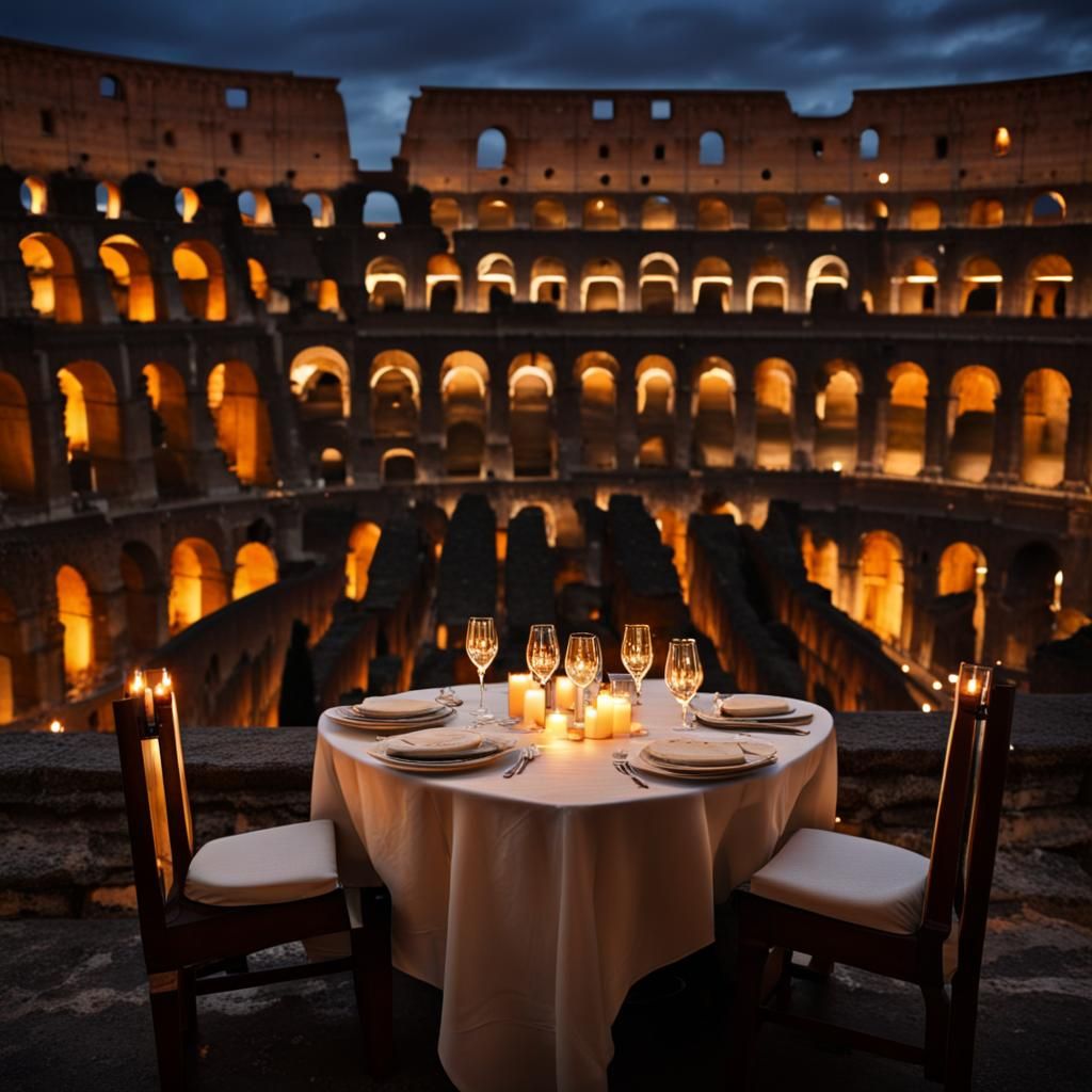 A Candlelight dinner in the middle of the Roman Colosseum