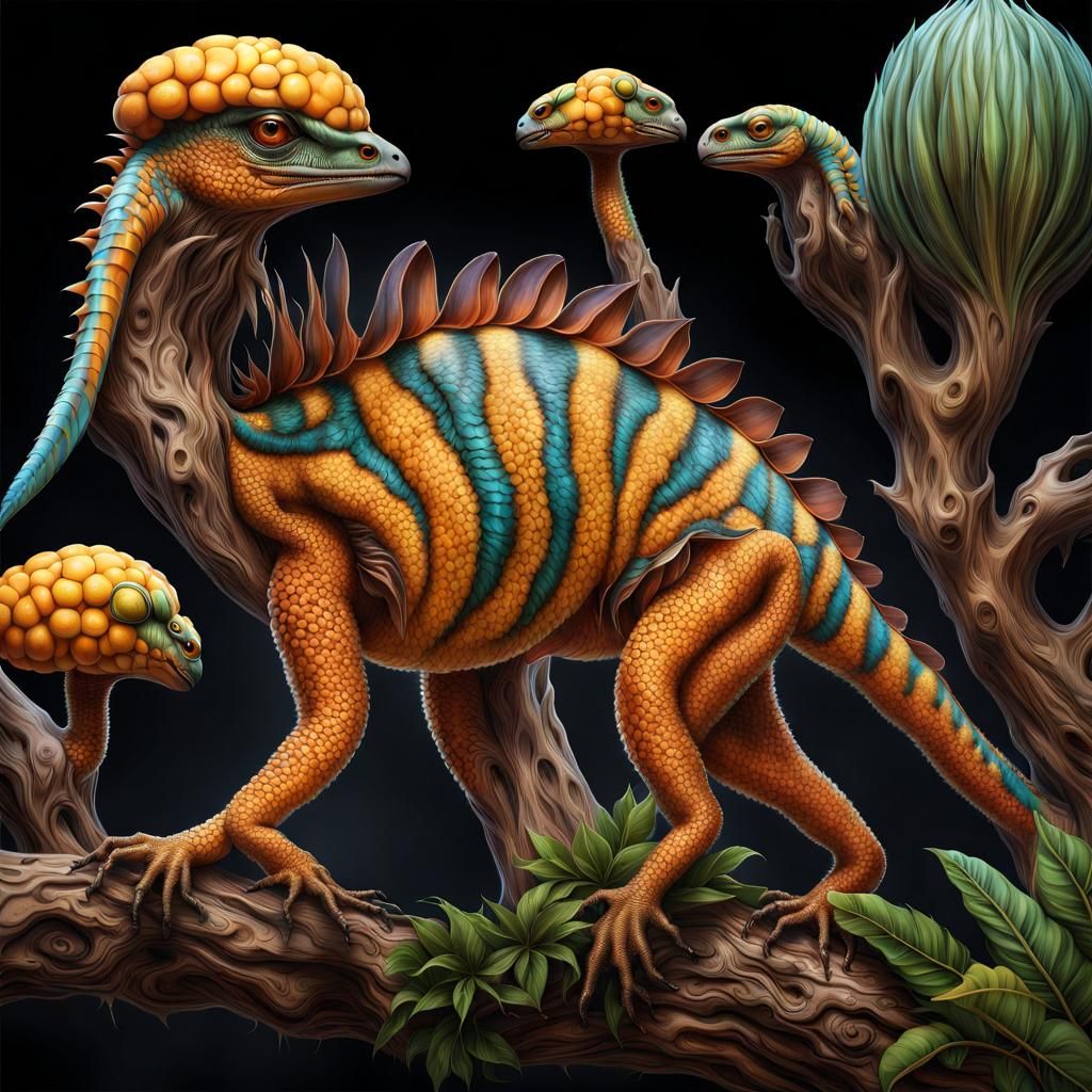 Exotic Creatures in a Bizarre Landscape, Hyperrealistic 3D R...