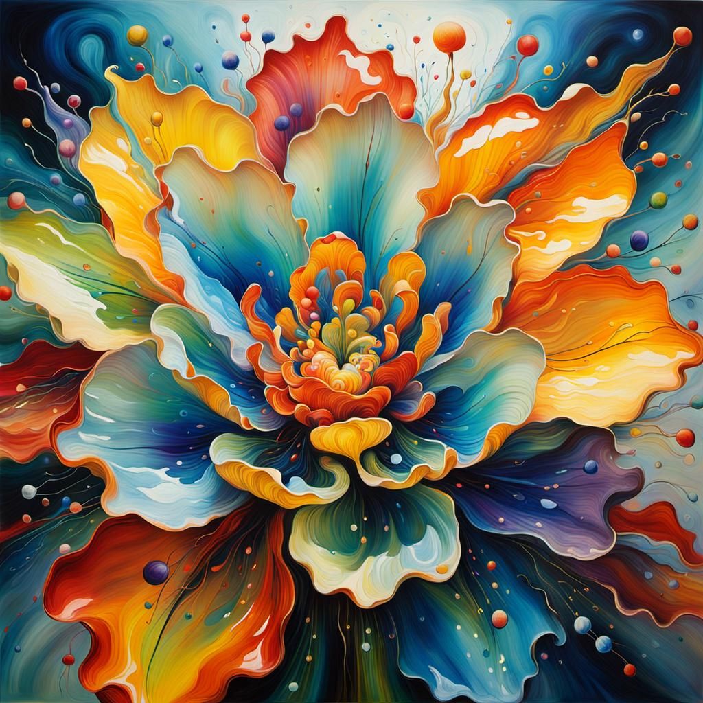 Surreal Flower Art Masterpiece in Glass Sculpture Style