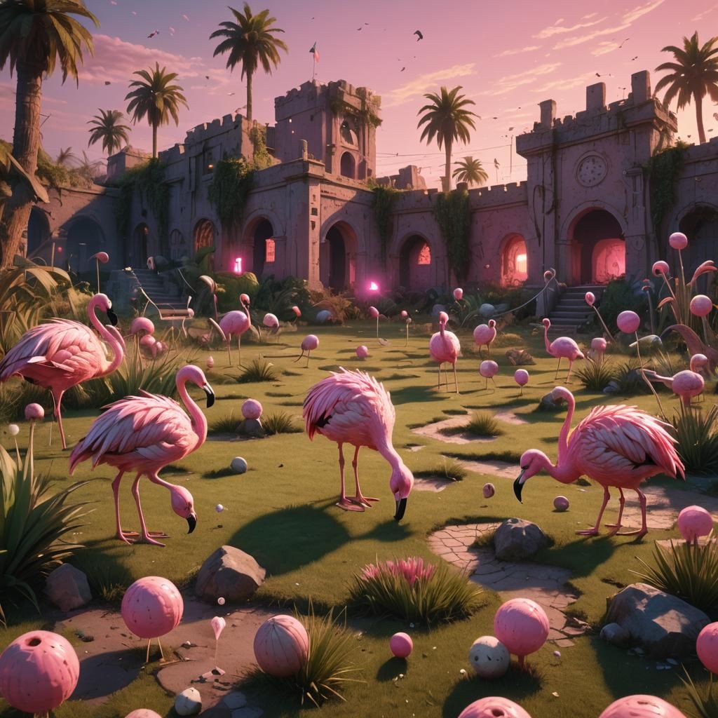 Dalmations Play Croquet in Dystopian Garden