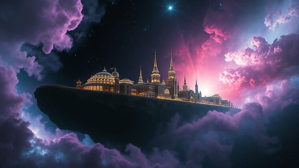 Crystal City in Carina Nebula Digital Matte Painting