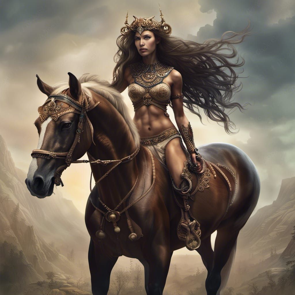 Amazonian Centaur Warrior Woman: Fantasy Concept Art