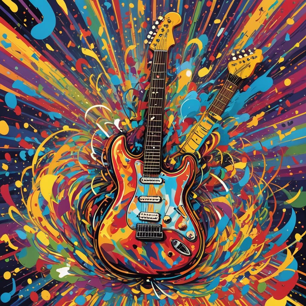 Electric Guitar Bursting with Pop Art Energy