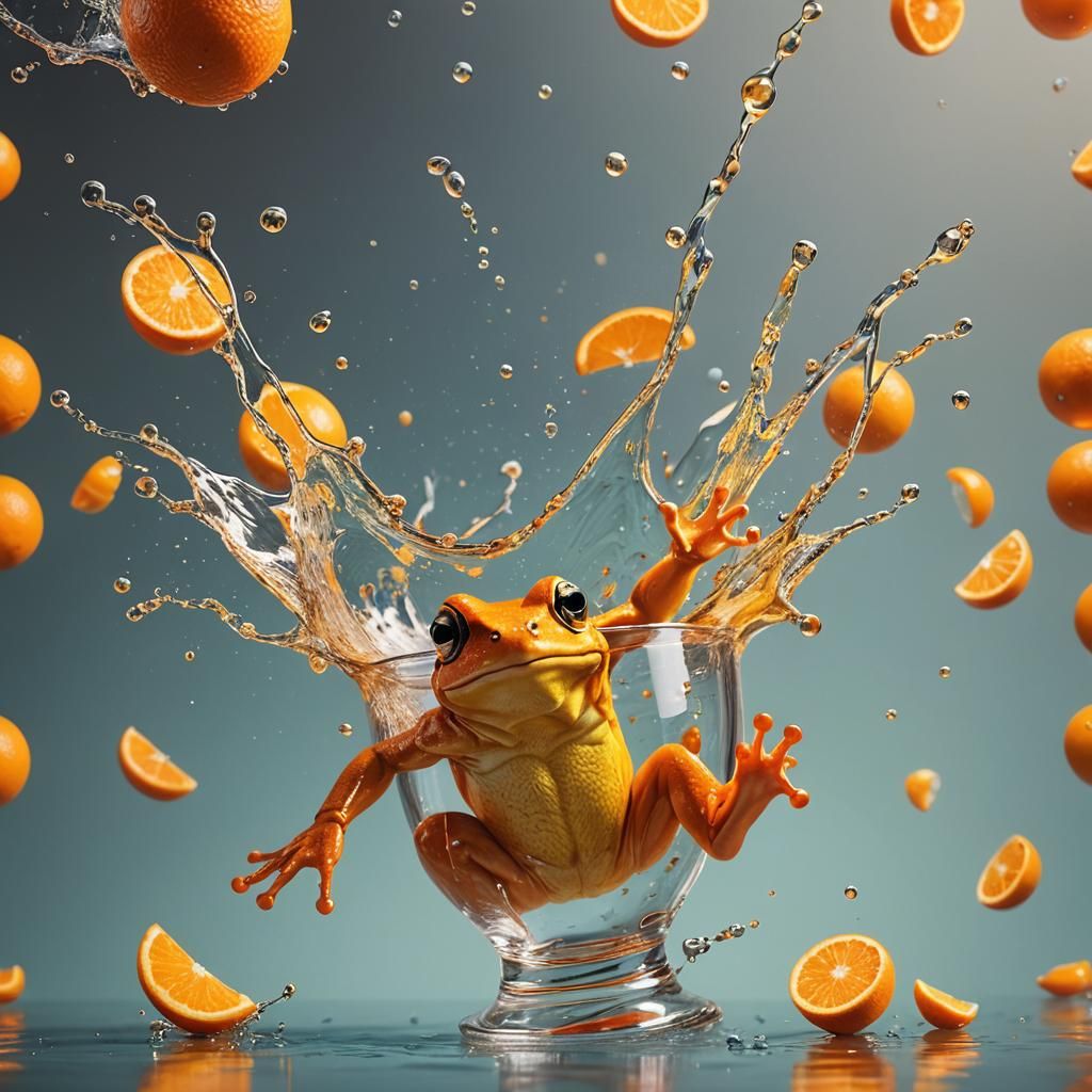 Orange Frog Leaps from Orange Juice: Splash Art