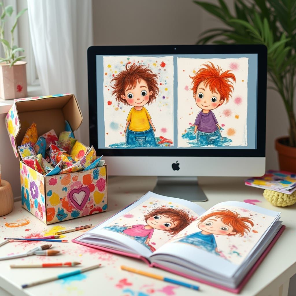 Vibrant Box of Children's Artwork Transformed into Beautiful...